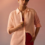 Peach Mesh Oversized Shirt - Western Era Tops for women