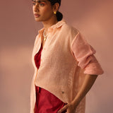 Peach Mesh Oversized Shirt - Western Era Tops for women