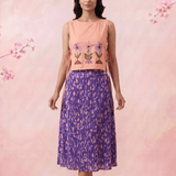 Peach Pink Front Flower Embroidery Sleeveless Side Tie - Up Overtop - Western Era Tops for women