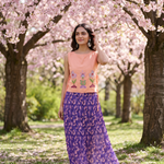 Peach Pink Front Flower Embroidery Sleeveless Side Tie - Up Overtop - Western Era Tops for women