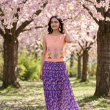 Peach Pink Front Flower Embroidery Sleeveless Side Tie - Up Overtop - Western Era Tops for women