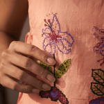 Peach Pink Front Flower Embroidery Sleeveless Side Tie - Up Overtop - Western Era Tops for women