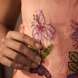 Peach Pink Front Flower Embroidery Sleeveless Side Tie - Up Overtop - Western Era Tops for women