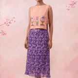 Peach Pink Front Flower Embroidery Sleeveless Side Tie - Up Overtop - Western Era Tops for women