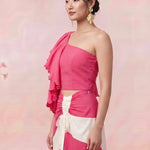 Petal Drift One Shoulder Scalloped Embroidery Frilled Top - Western Era Tops for women