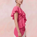 Petal Drift One Shoulder Scalloped Embroidery Frilled Top - Western Era Tops for women