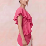 Petal Drift One Shoulder Scalloped Embroidery Frilled Top - Western Era Tops for women