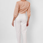 Picnic Wear Front Knot Orange Cotton Linen Top - Western Era Tops for women