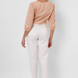 Picnic Wear Front Knot Orange Cotton Linen Top - Western Era Tops for women