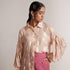 Pink Party Wear Shirt With Balloon Sleeves And Golden Buttons - Western Era Tops for women