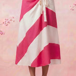 Pink Sorbet Slant White And Pink Stripe Skirt - Western Era Skirt for women