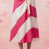 Pink Sorbet Slant White And Pink Stripe Skirt - Western Era Skirt for women
