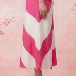 Pink Sorbet Slant White And Pink Stripe Skirt - Western Era Skirt for women