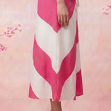 Pink Sorbet Slant White And Pink Stripe Skirt - Western Era Skirt for women