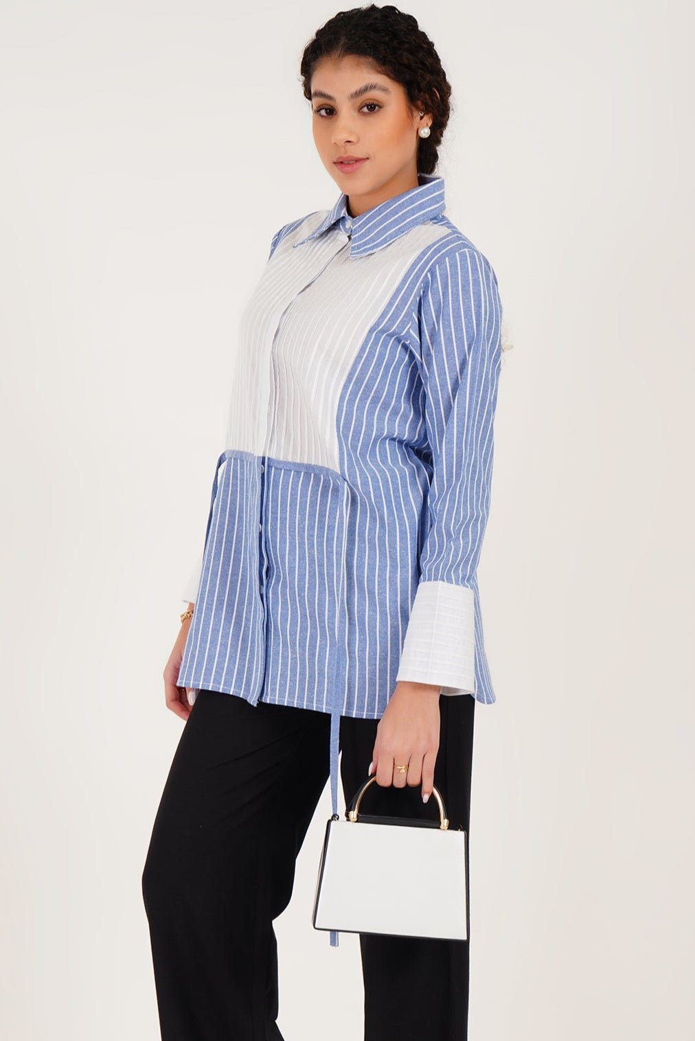 Pintuck Striped Shirt Co - ord Set - Western Era Co - ord set for women