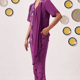 Plum Blossom Embroidered Asymmetric Set - Western Era Co - ord set for women