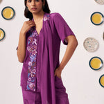 Plum Blossom Embroidered Asymmetric Set - Western Era Co - ord set for women