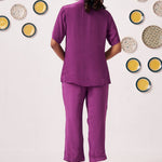 Plum Blossom Embroidered Asymmetric Set - Western Era Co - ord set for women