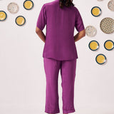 Plum Blossom Embroidered Asymmetric Set - Western Era Co - ord set for women