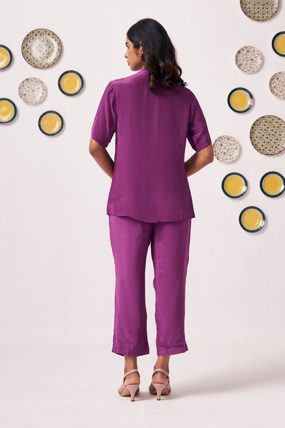 Plum Blossom Embroidered Asymmetric Set - Western Era Co - ord set for women