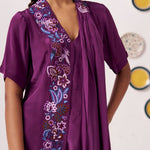 Plum Blossom Embroidered Asymmetric Set - Western Era Co - ord set for women