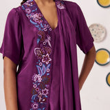 Plum Blossom Embroidered Asymmetric Top - Western Era Tops for women