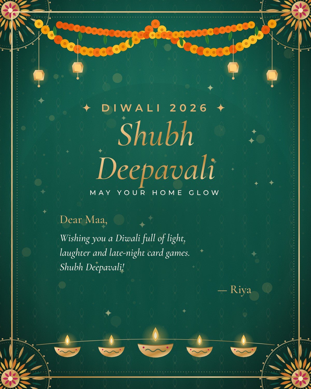 Printed Diwali Gift-Note Card (Packed With Your Order) - Western Era Add-on for women