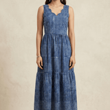 Printed Gathered Panel Dress With Designer Neck - Western Era Dresses for women