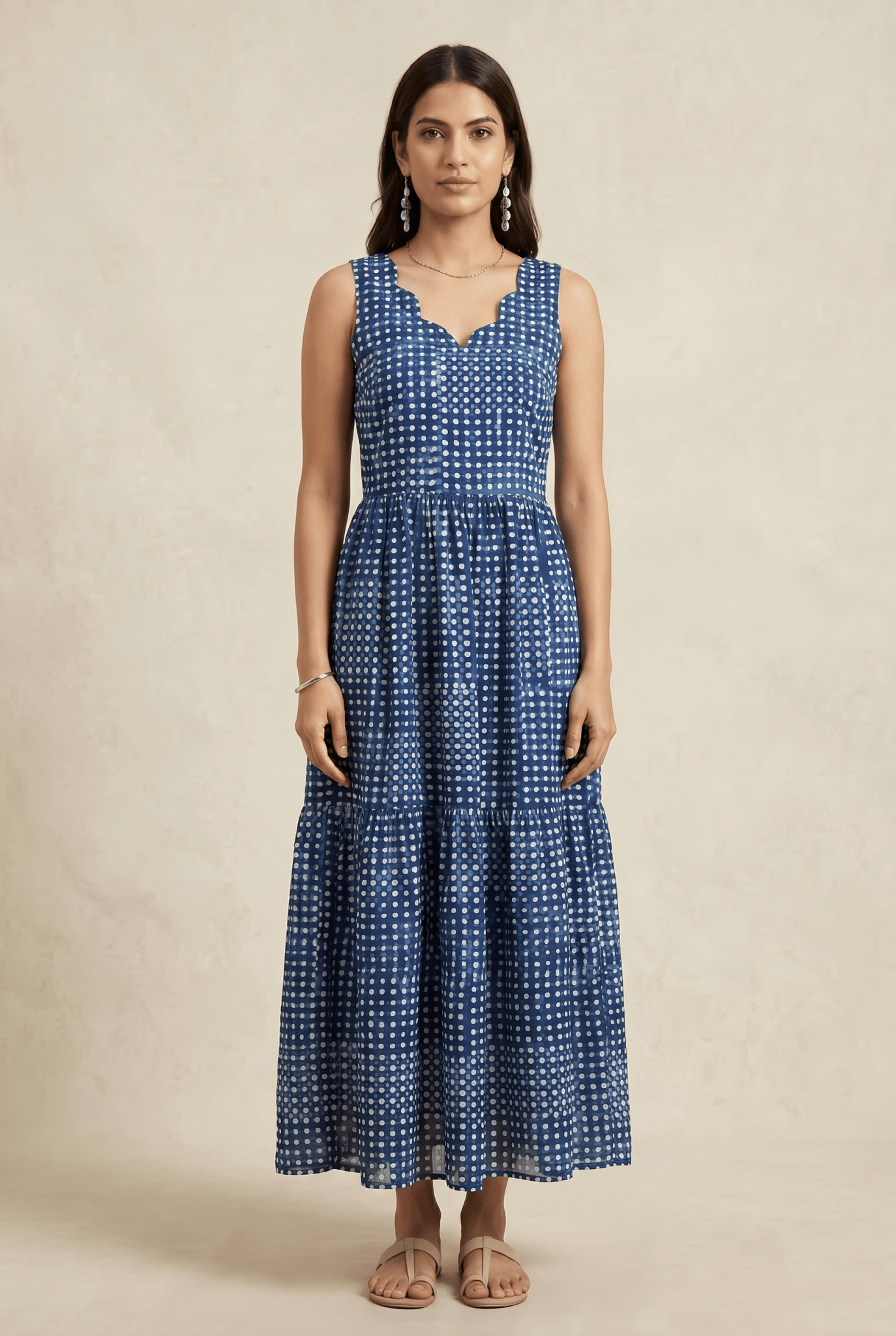 Printed Gathered Panel Dress With Designer Neck - Western Era Dresses for women