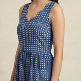Printed Gathered Panel Dress With Designer Neck - Western Era Dresses for women
