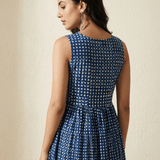 Printed Gathered Panel Dress With Designer Neck - Western Era Dresses for women