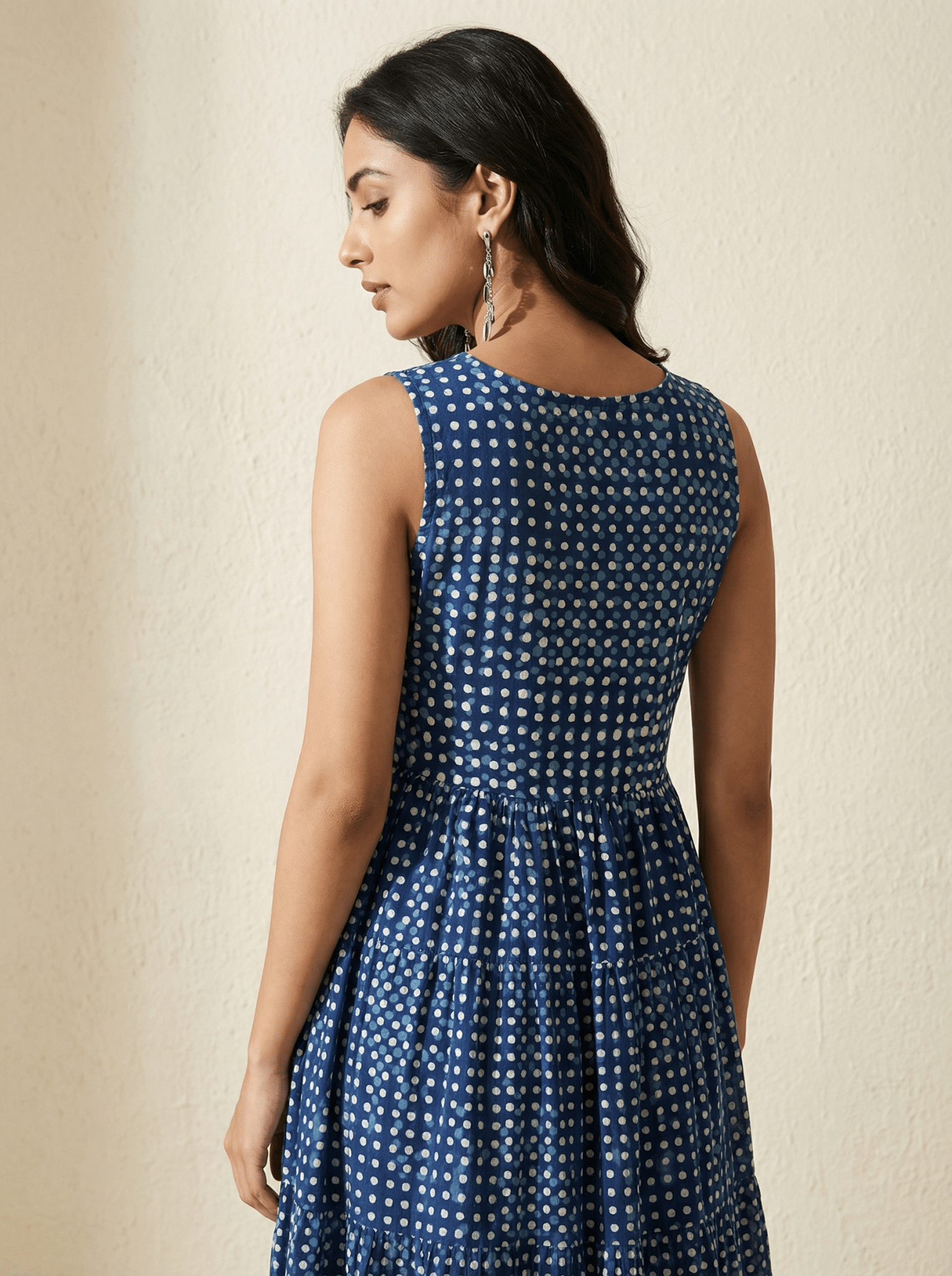 Printed Gathered Panel Dress With Designer Neck - Western Era Dresses for women