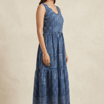 Printed Gathered Panel Dress With Designer Neck - Western Era Dresses for women