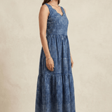 Printed Gathered Panel Dress With Designer Neck - Western Era Dresses for women