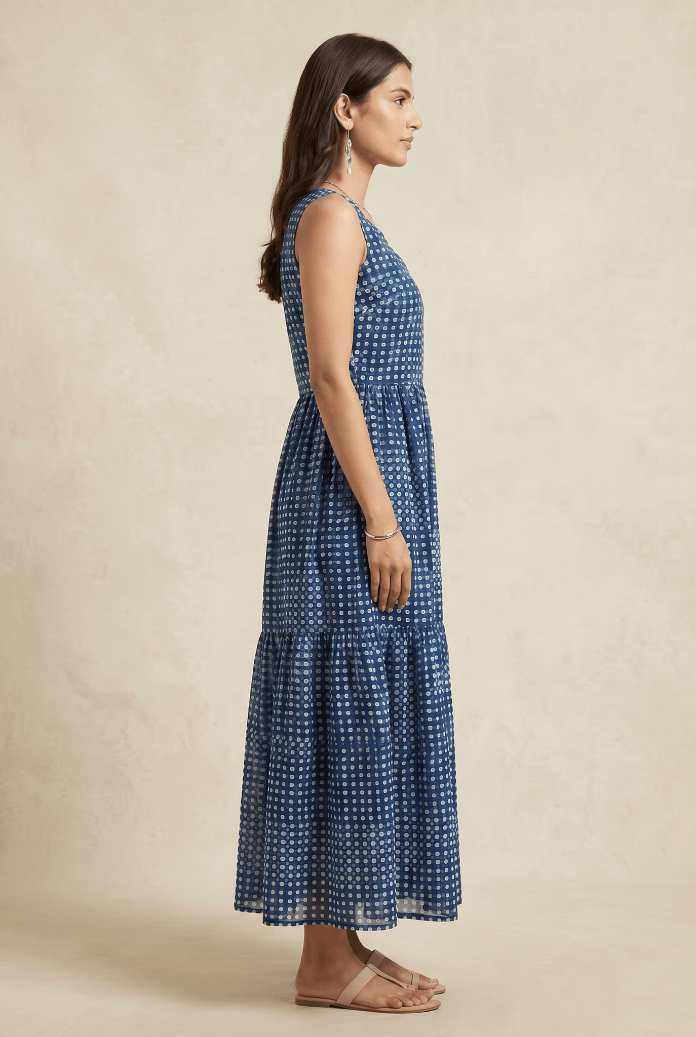 Printed Gathered Panel Dress With Designer Neck - Western Era Dresses for women