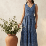 Printed Gathered Panel Dress With Designer Neck - Western Era Dresses for women