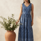Printed Gathered Panel Dress With Designer Neck - Western Era Dresses for women