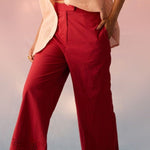 Red Bloom Schiffli Trousers - Western Era trousers for women