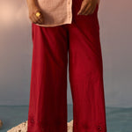 Red Bloom Schiffli Trousers - Western Era trousers for women