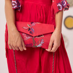 Red Front and Back Floral Embroidered Sling Bag - Western Era for women