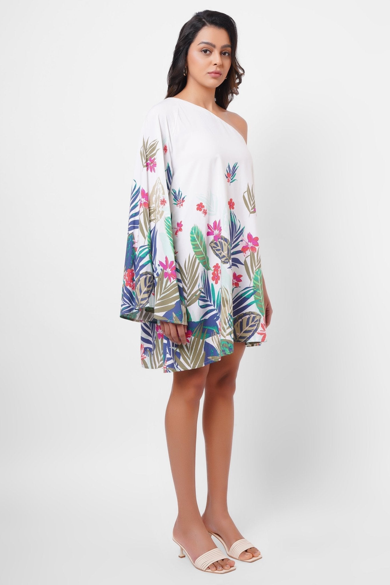 Resort Wear One Shoulder Floral Print Short Dress - Western Era Dresses for women