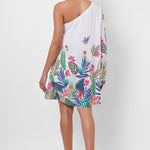 Resort Wear One Shoulder Floral Print Short Dress - Western Era Dresses for women