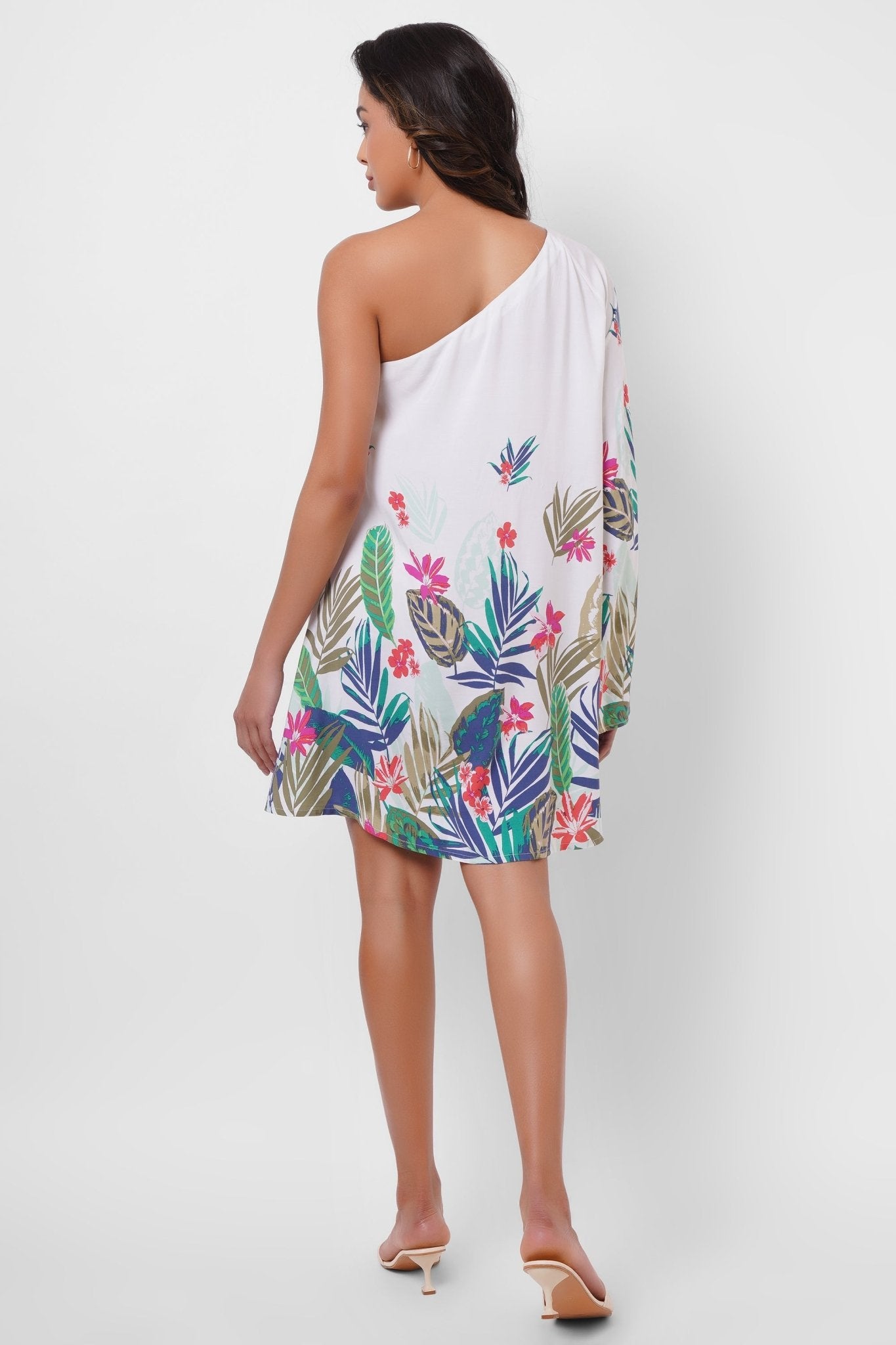 Resort Wear One Shoulder Floral Print Short Dress - Western Era Dresses for women