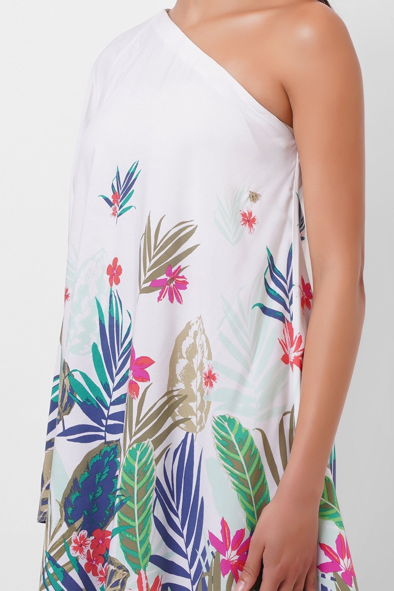 Resort Wear One Shoulder Floral Print Short Dress - Western Era Dresses for women