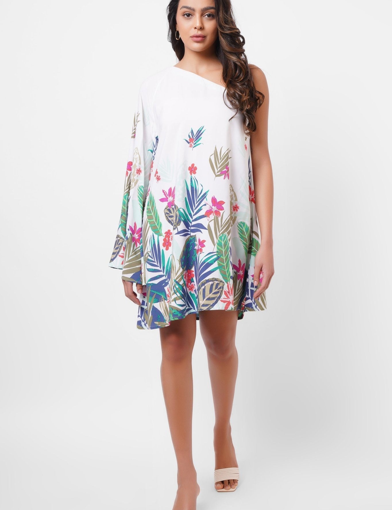 Resort Wear One Shoulder Floral Print Short Dress - Western Era Dresses for women