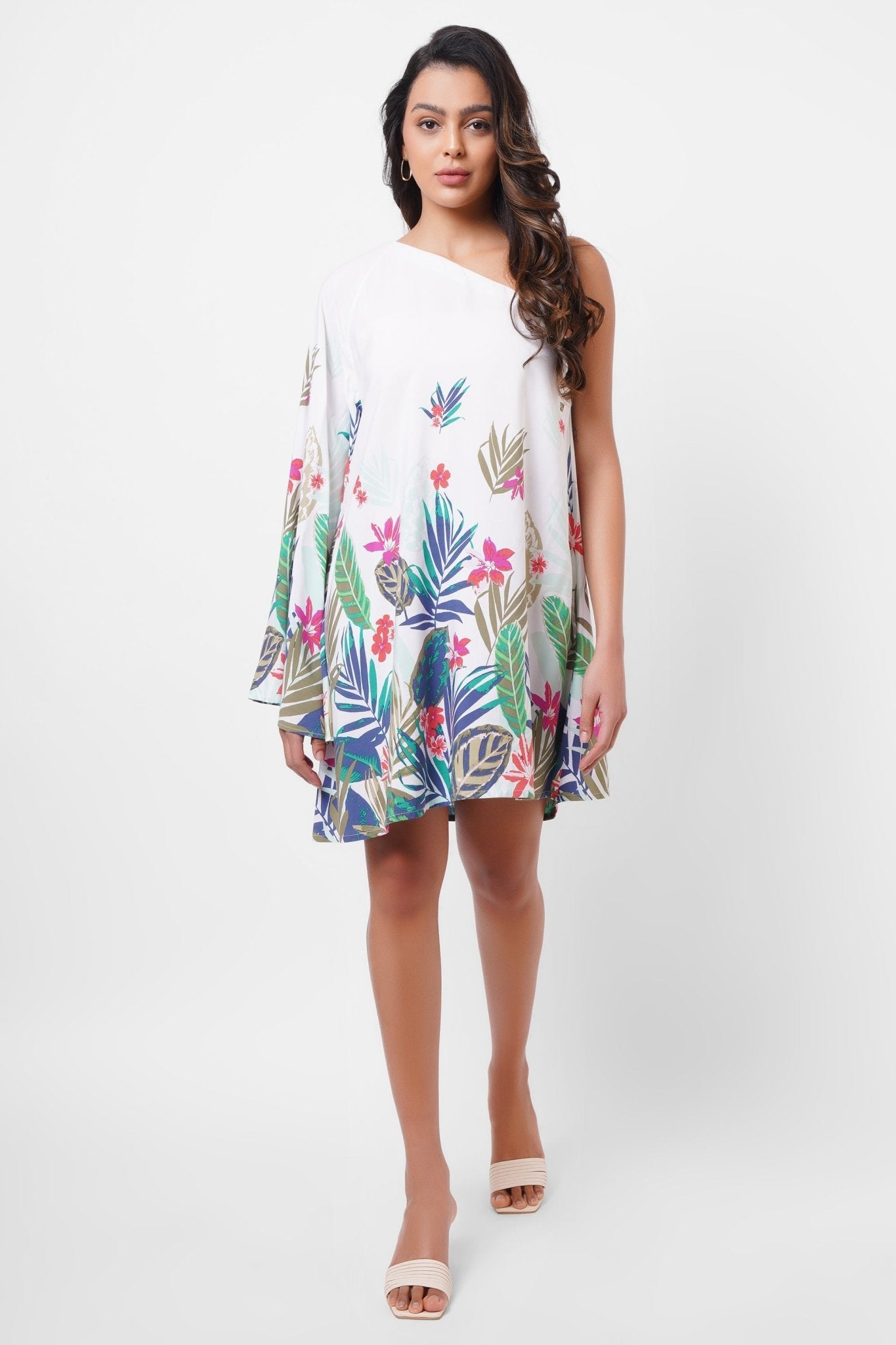 Resort Wear One Shoulder Floral Print Short Dress - Western Era Dresses for women