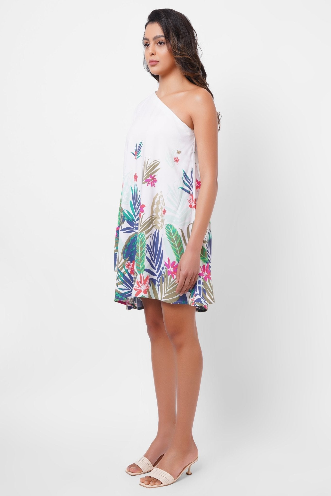 Resort Wear One Shoulder Floral Print Short Dress - Western Era Dresses for women