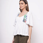 Resort Wear White Print Top - Western Era Tops for women