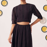 Reva Black Crop Top WIth Lace Embellishment - Western Era Tops for women