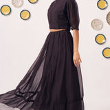 Reva Black Crop Top WIth Lace Embellishment - Western Era Tops for women